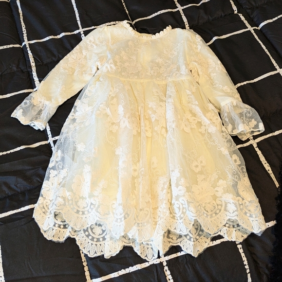 Kids Cream Lace Dress - Picture 2 of 8